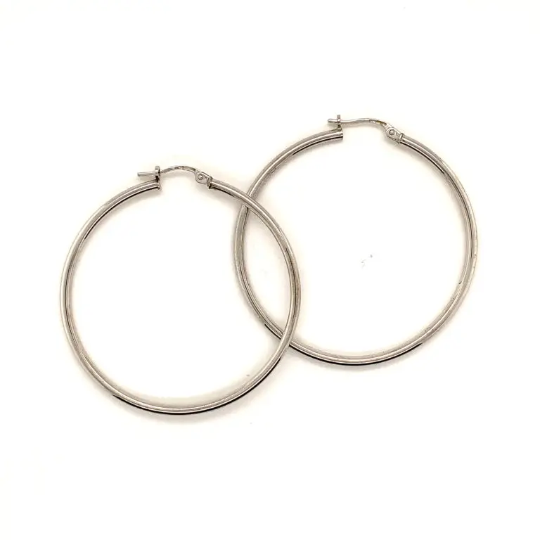 9ct White Gold Hoop Earrings
