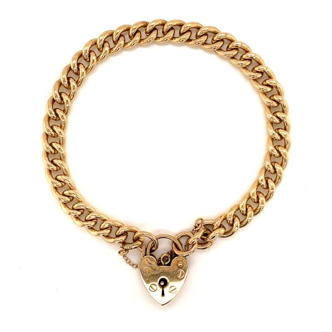 Yellow Gold Solid Link Charm Bracelet - Image 3