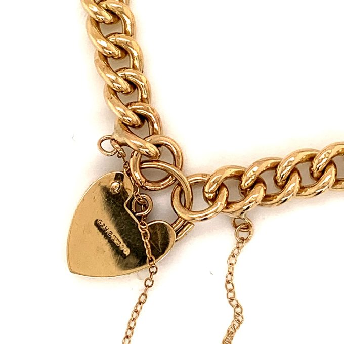 Yellow Gold Solid Link Charm Bracelet - Image 2