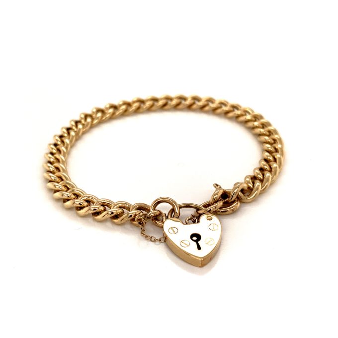 Yellow Gold Solid Link Charm Bracelet