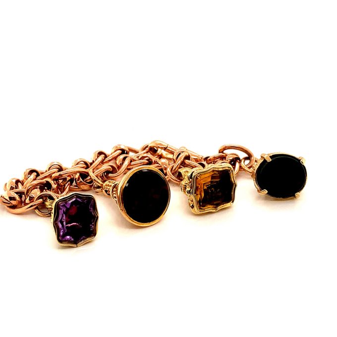 Antique Gold Bracelet decorated with Fobs - Image 2