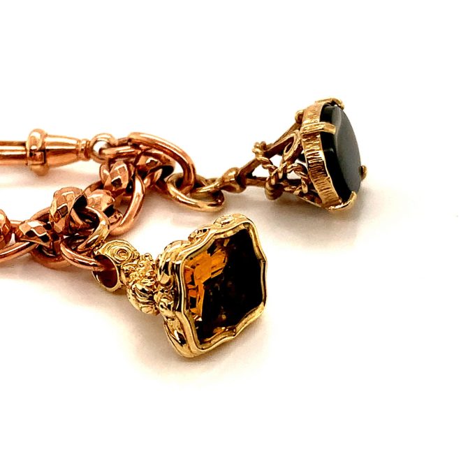 Antique Gold Bracelet decorated with Fobs - Image 3