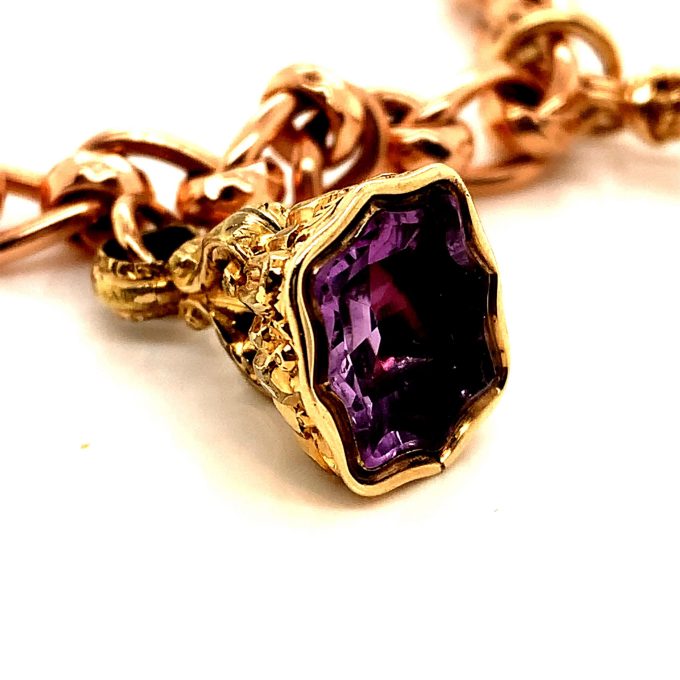 Antique Gold Bracelet decorated with Fobs - Image 4