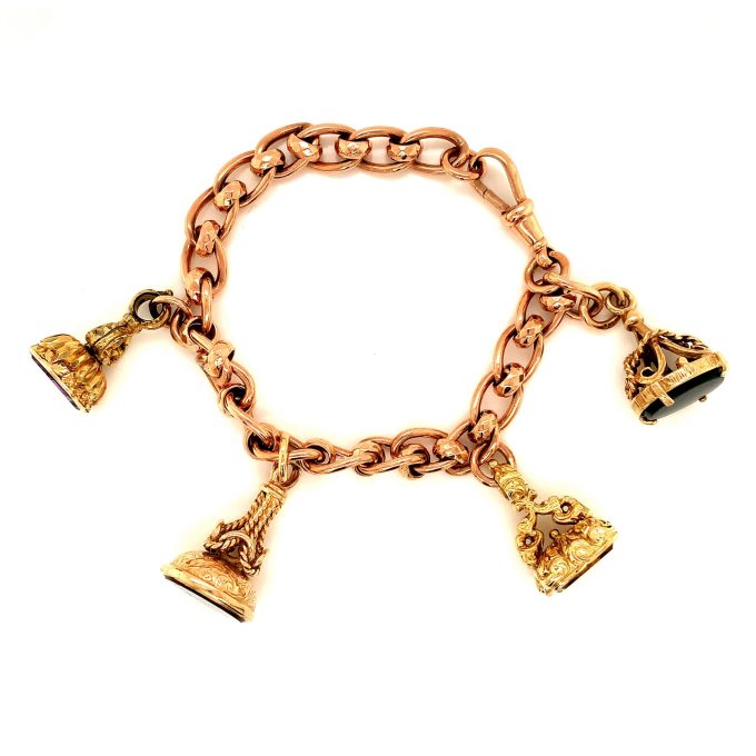 Antique Gold Bracelet decorated with Fobs
