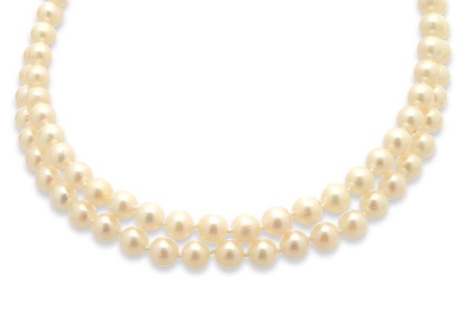 Two Row Cultured Pearl Necklace - Image 2
