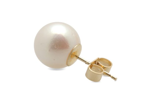 9ct Gold Pearl Stud Earrings 9-9.5mm - Image 2
