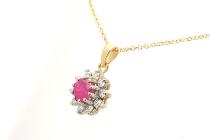 Ruby and Diamond Cluster Necklace - Image 3