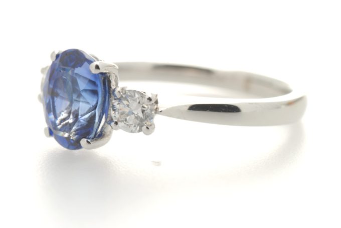 Sapphire and Diamond Three Stone Ring - Image 2