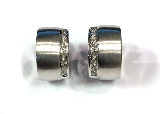 18 Carat White Gold Diamond Huggie Earrings - Image 2