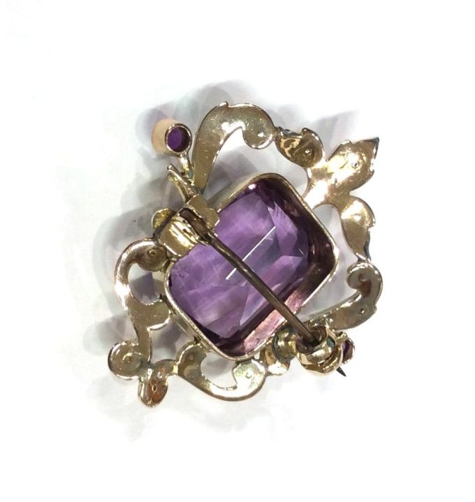 Antique Amethyst and Seed Pearl Brooch - Image 3