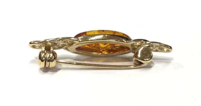 Gold and Amber Celtic Knot Brooch - Image 2