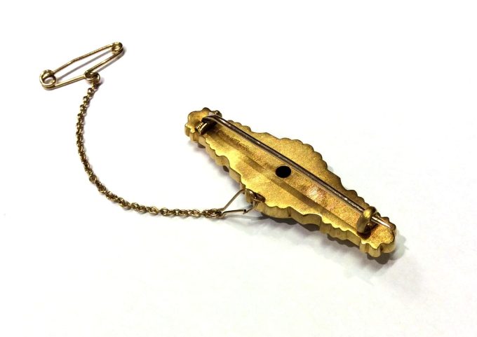 Victorian Sapphire and Pearl Ornate Bar Brooch - Image 2