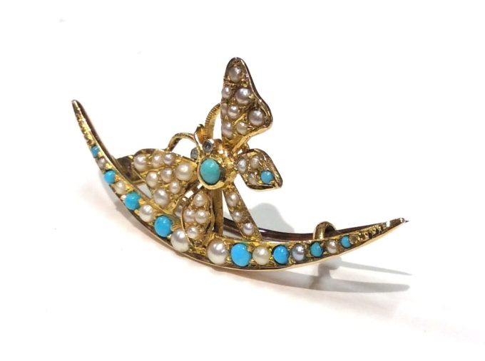 Antique Turquoise Butterfly Brooch - Image 3