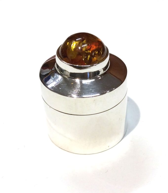 Sterling Silver Amber Top Trinket Box
