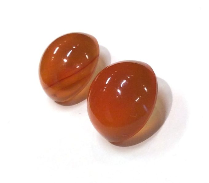 Carnelian and Gold Stud Earrings - Image 2