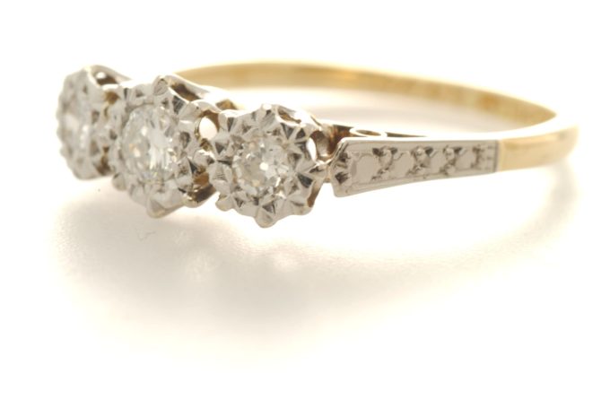Three Stone Diamond Illusion Set Ring - Image 3
