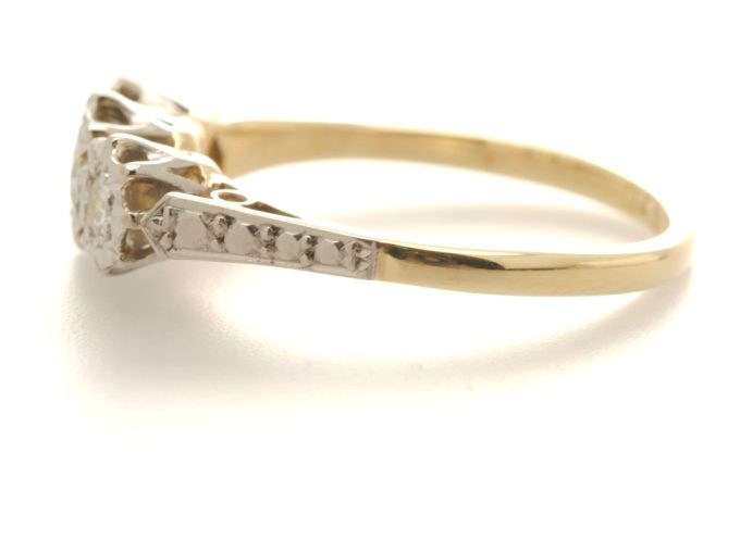 Three Stone Diamond Illusion Set Ring - Image 2