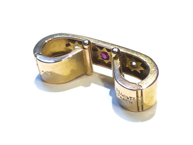 Victorian Ruby Scarf Ring - Image 2
