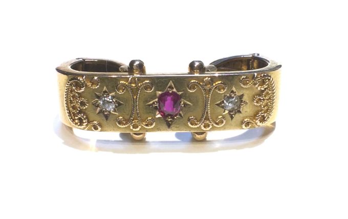 Victorian Ruby Scarf Ring - Image 3
