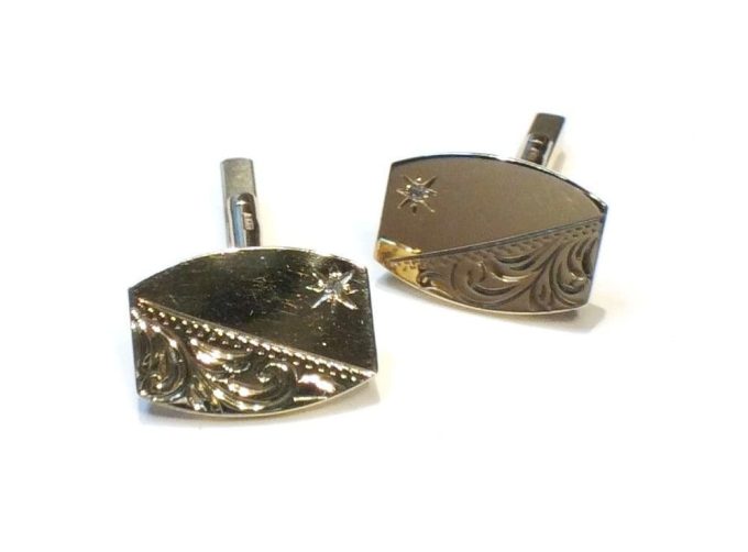 Diamond Set Engraved Cufflinks - Image 3