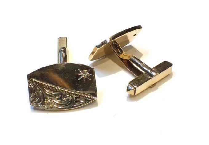 Diamond Set Engraved Cufflinks - Image 2