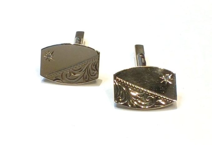Diamond Set Engraved Cufflinks