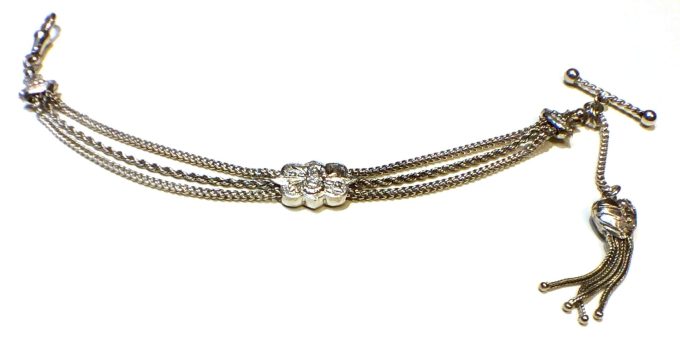 Silver Hearts & Flowers Watch Chain