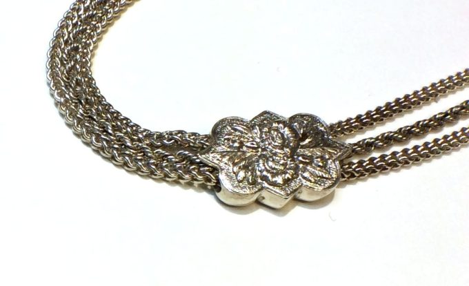 Silver Hearts & Flowers Watch Chain