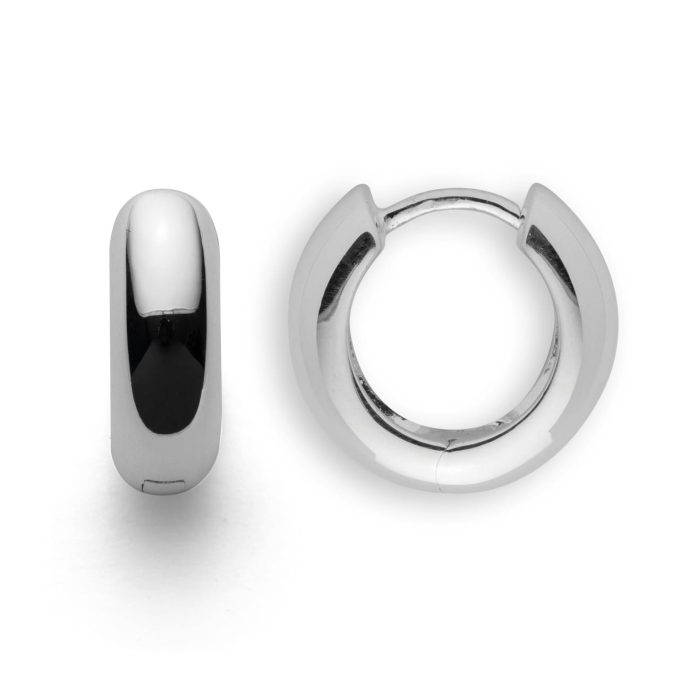 Bastian Polished Silver Huggie Earrings