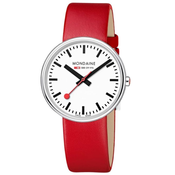 Mondaine Mini Giant Red Strap Watch