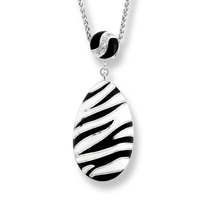 Zebra Stripe Silver Enamelled Necklace