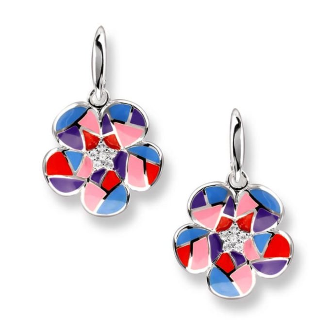 Nicole Barr Harlequin Enamel Silver Earrings