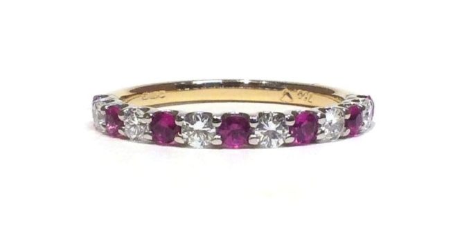 Ruby and Diamond Half Eternity Ring