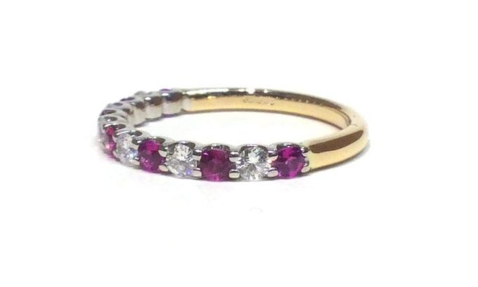 Ruby and Diamond Half Eternity Ring - Image 3
