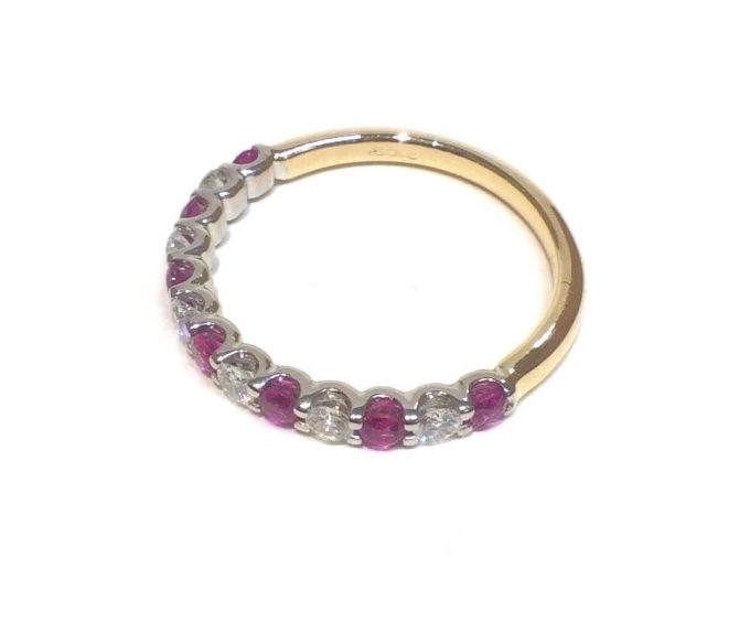 Ruby and Diamond Half Eternity Ring - Image 2