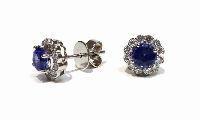 Sapphire and Diamond Stud Earrings - Image 2