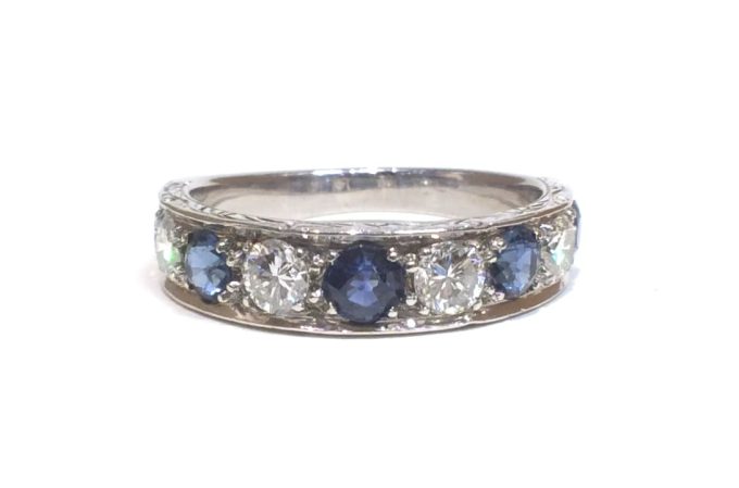Vintage Sapphire and Diamond Eternity Ring