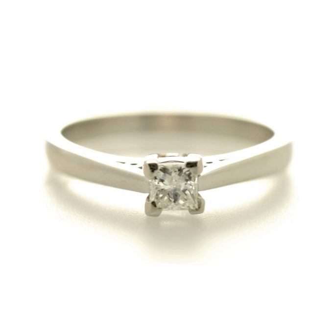 White Gold Princess Cut Diamond Solitaire