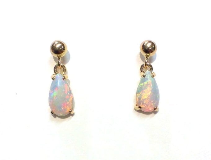 Opal and Gold Drop Earrings