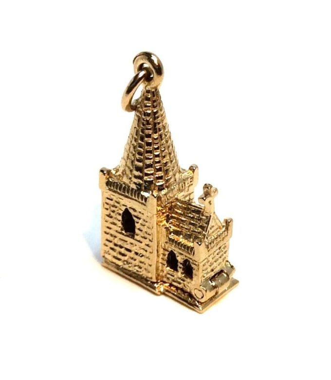 Vintage Gold Church Charm - Image 2