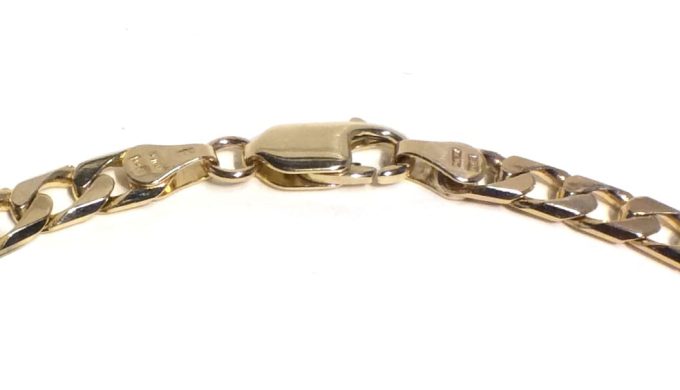 Long Gold Flat Curb Link Bracelet - Image 2