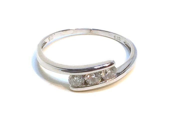 White Gold Diamond Crossover Ring - Image 2