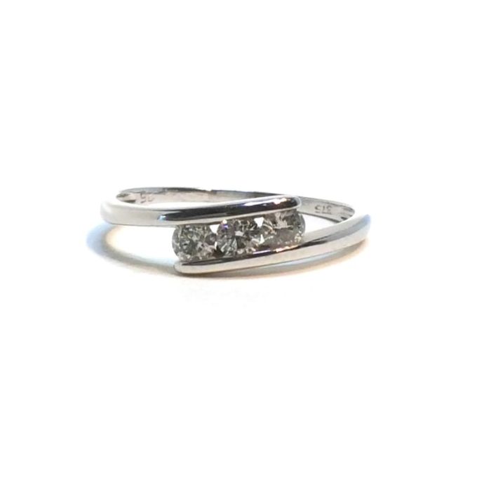 White Gold Diamond Crossover Ring