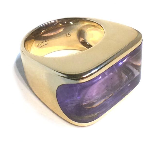 Gold and Amethyst Gucci Dress Ring - Image 4