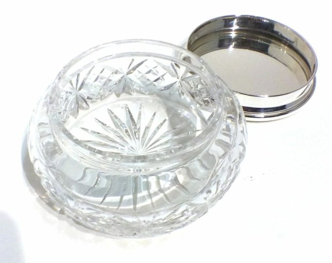 Vintage Silver Lidded Cut Glass Pot - Image 4