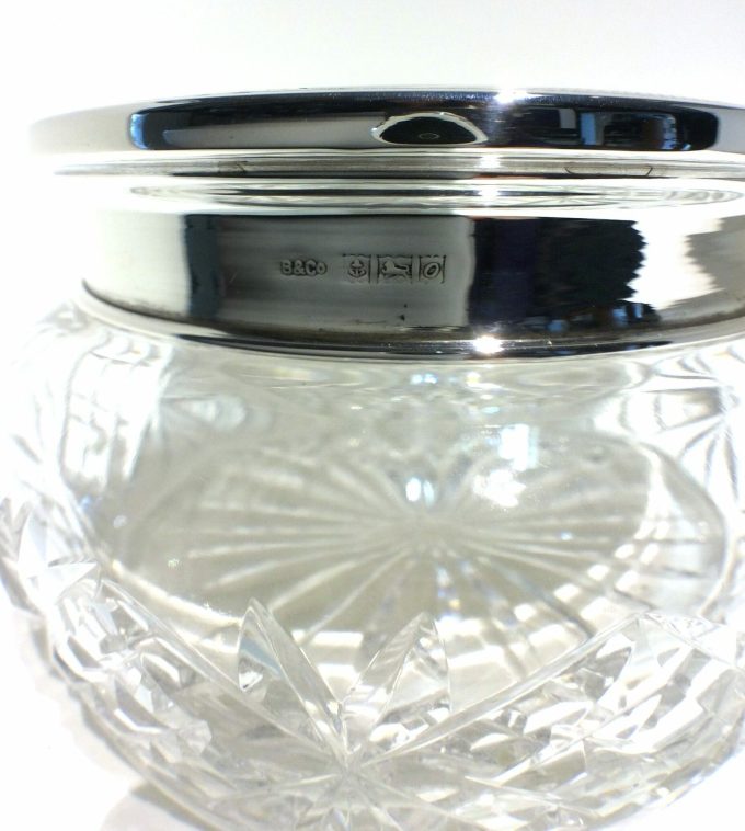 Vintage Silver Lidded Cut Glass Pot - Image 5
