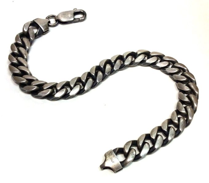 Antique Finish Silver Curb Bracelet - Image 2