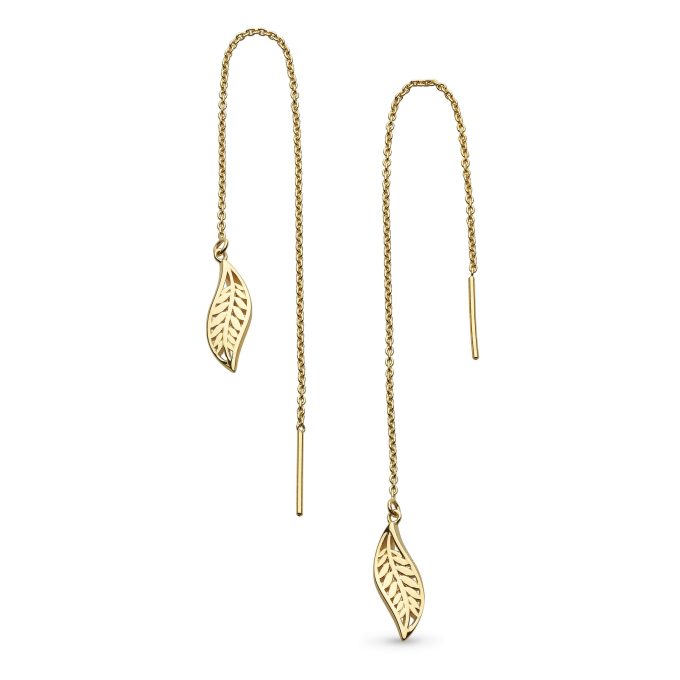 Kit Heath Blossom Eden Leaf Chain Earrings