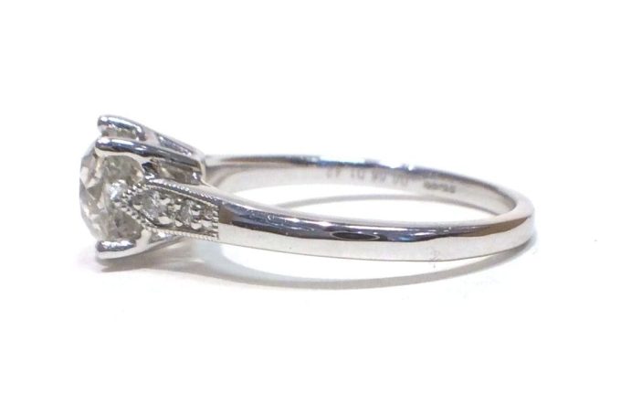 Platinum Old Cut Diamond Solitaire Ring - Image 4