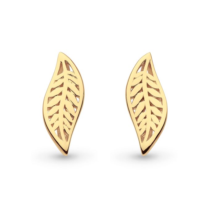 Kit Heath Small Gold Plated Leaf Stud Earrings